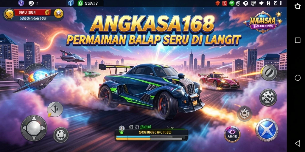 Screenshot gameplay <strong>ANGKASA168</strong> menampilkan balapan yang penuh aksi.