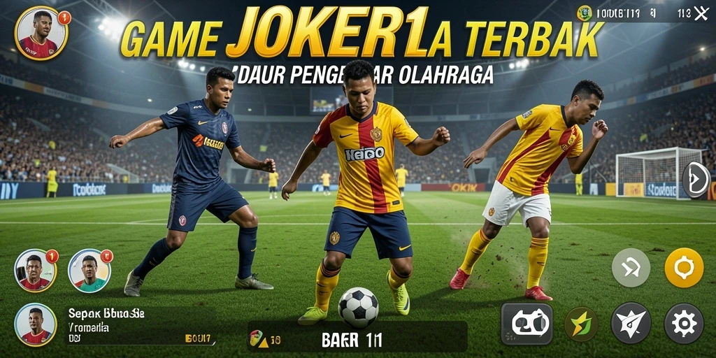 Tangkapan layar gameplay JOKER11 menampilkan aksi sepak bola yang mendebarkan.