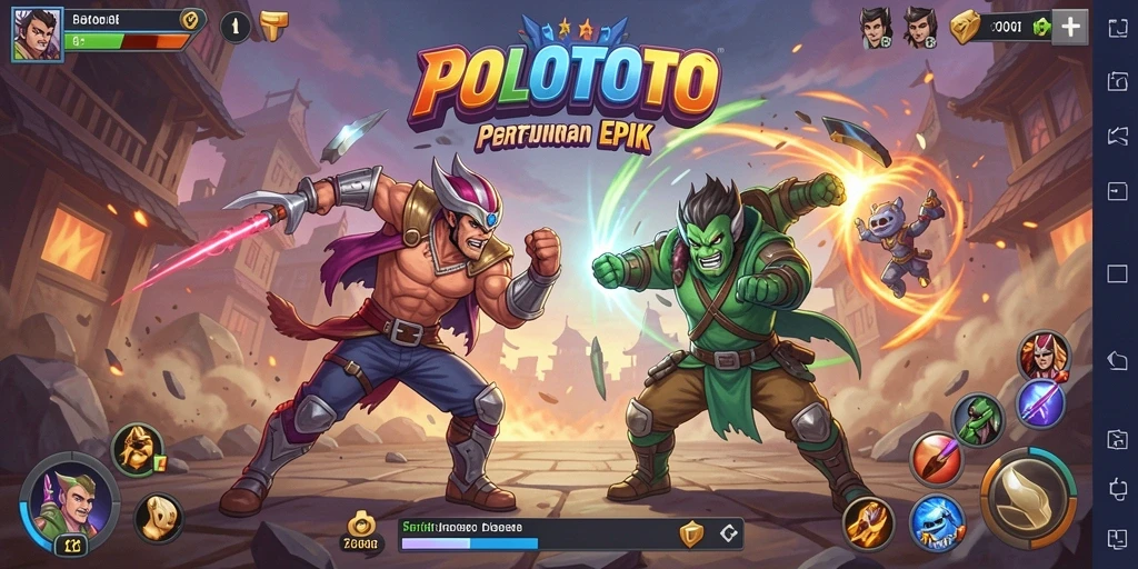 Tampilan aksi seru dalam permainan Fighting POLOTOTO.