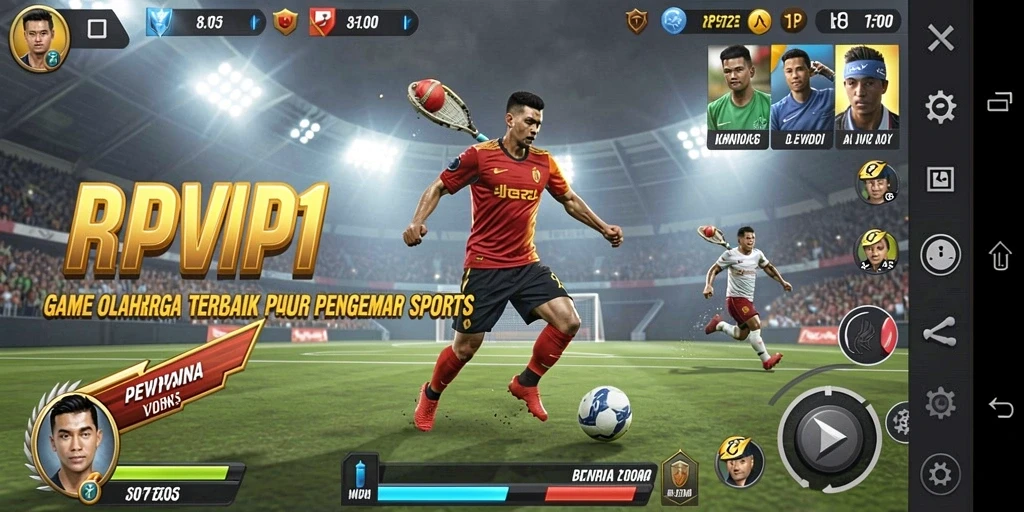Screenshot RPVIP1 menampilkan aksi seru di lapangan olahraga.